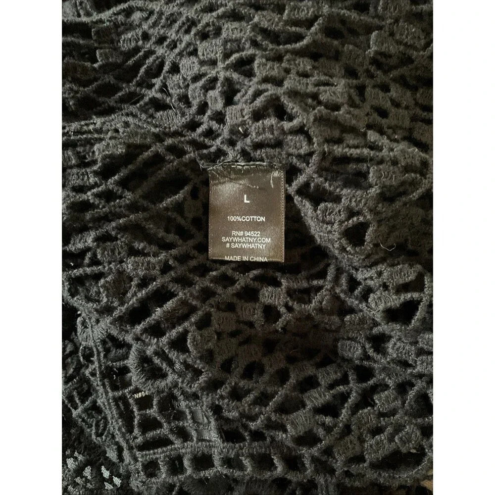 Crochet Vest Say What ?Sleeveless Black Size L - Picture 7 of 8
